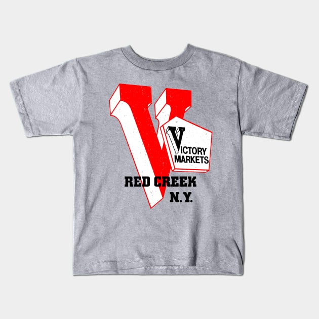 Victory Market Former Red Creek NY Grocery Store Logo Kids T-Shirt by MatchbookGraphics